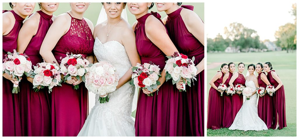 Chicago wedding photographer, bridesmaids red dress