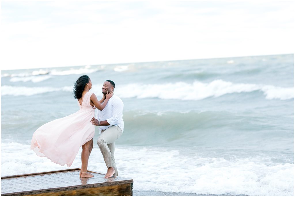 on the beach romantic engagement session