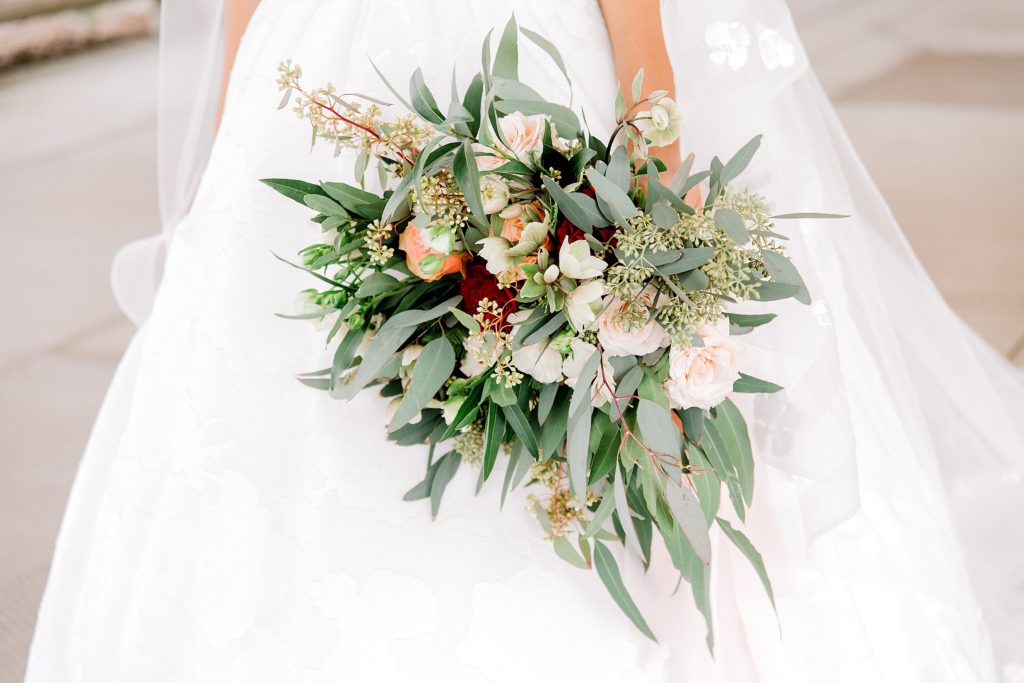 wedding flowers held by the bride
