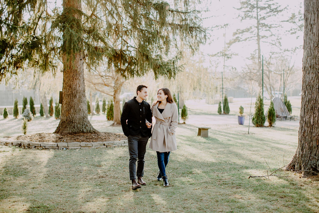 Meson Sabika couples winter 
 snowless engagement session in Naperville
