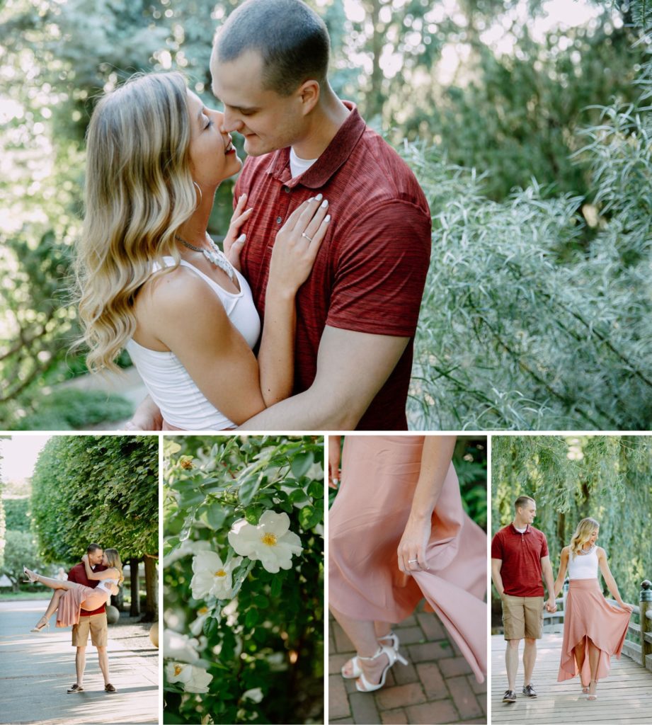 Chicago Botanic Garden romantic Summer Engagement Session.