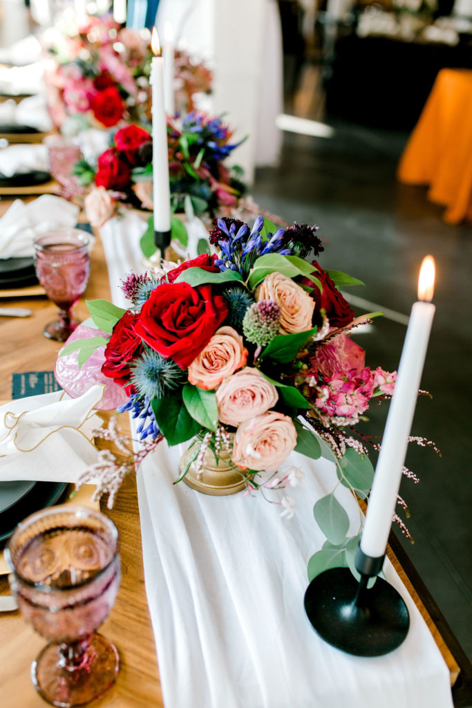 MCM wedding
Mid-Century Modern wedding day
Chic little details 
gorgeous white warehouse space in Chicago 
stunning wedding table ideas, floral decor
Dark and light, 
fire and ice, 
revealed and mystery, 
juxtaposition of colors
mid-century modern inspired details and shadowy mystique. 