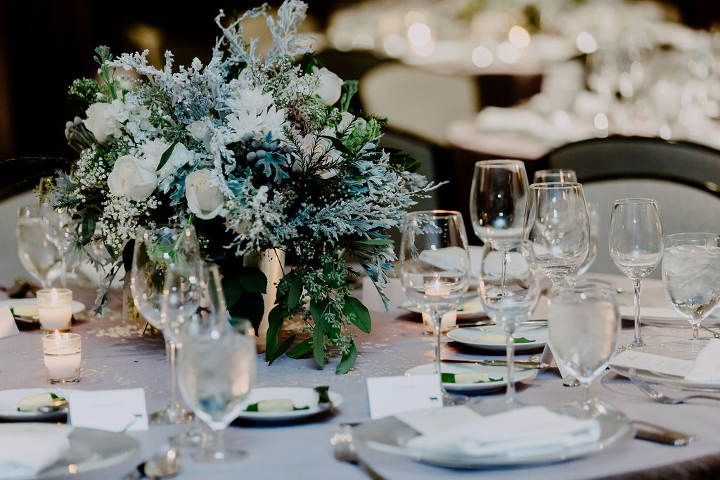 The Ritz-Carlton Chicago Wedding  Chicago wedding photographer, winter table décor
