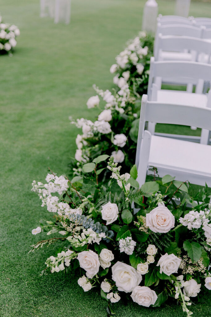 green white wedding ceremony decor
