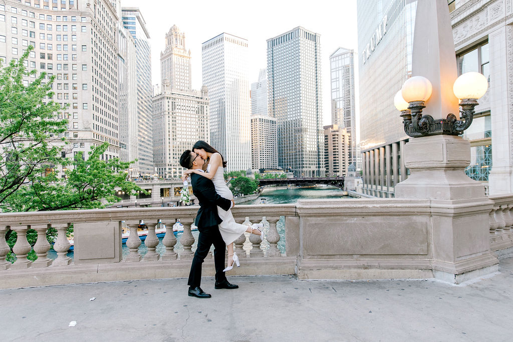 North Ave and Wrigley Building Chicago Engagement Session