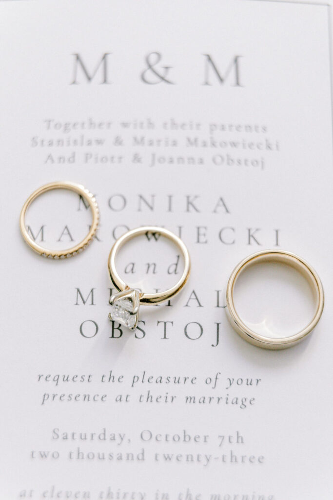 wedding bands on the invitations