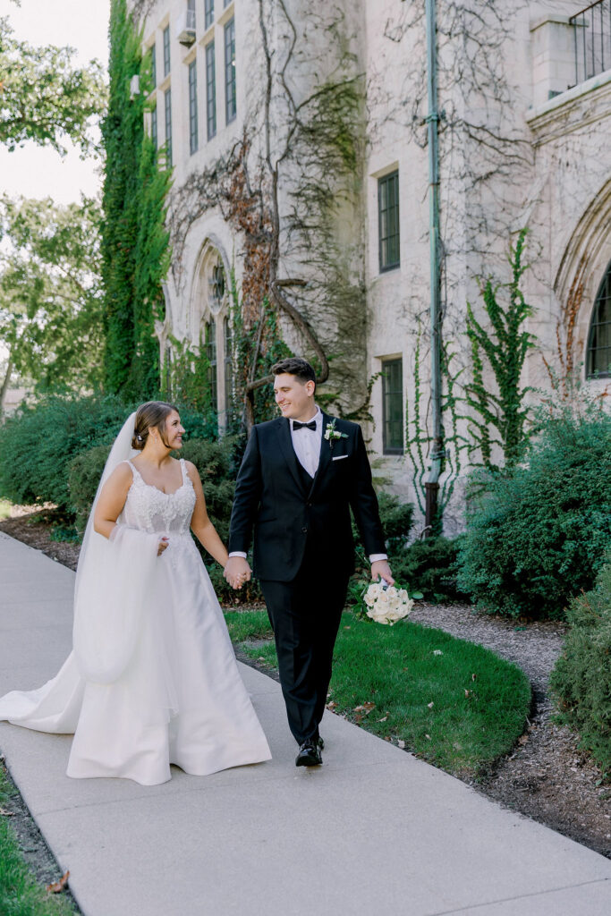 Dominican University and Victoria in the Park Chicago Wedding emerald green and gold