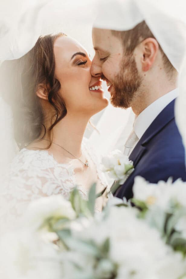 Romantic portraits of the bride and groom