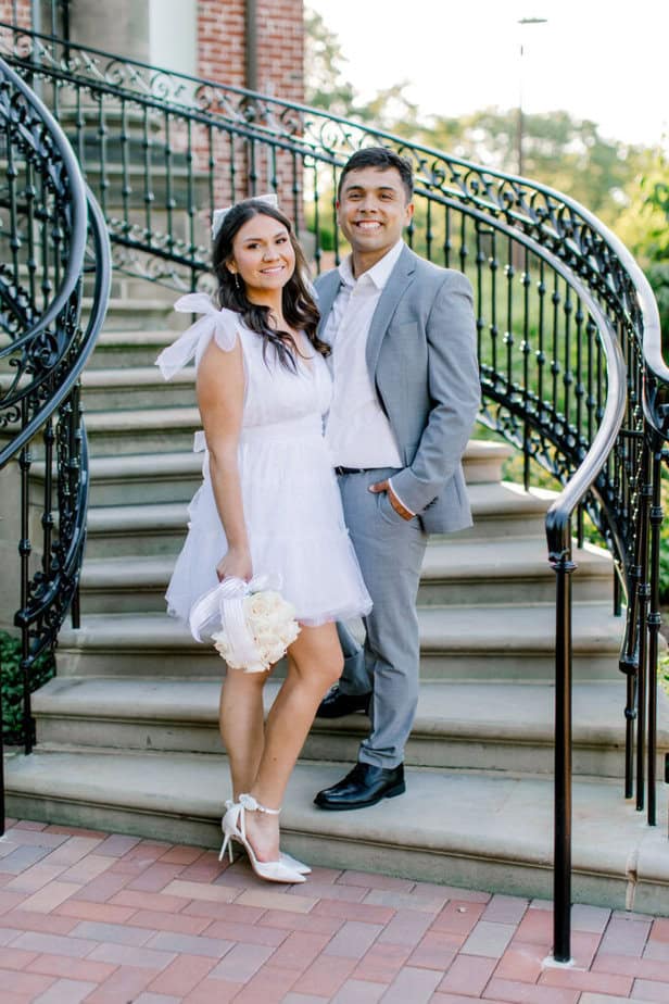 Charming historic architecture of Cantigny Park, featured in a Chicago wedding photographer's engagement session.