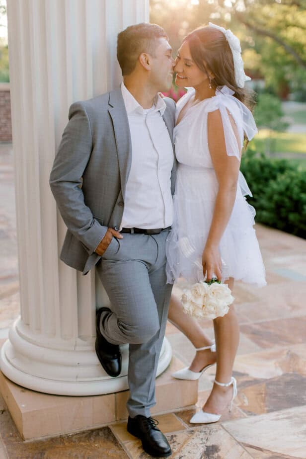 Soft sunlight illuminating a peaceful garden setting at Cantigny Park, captured during a Chicago wedding photographer's engagement session