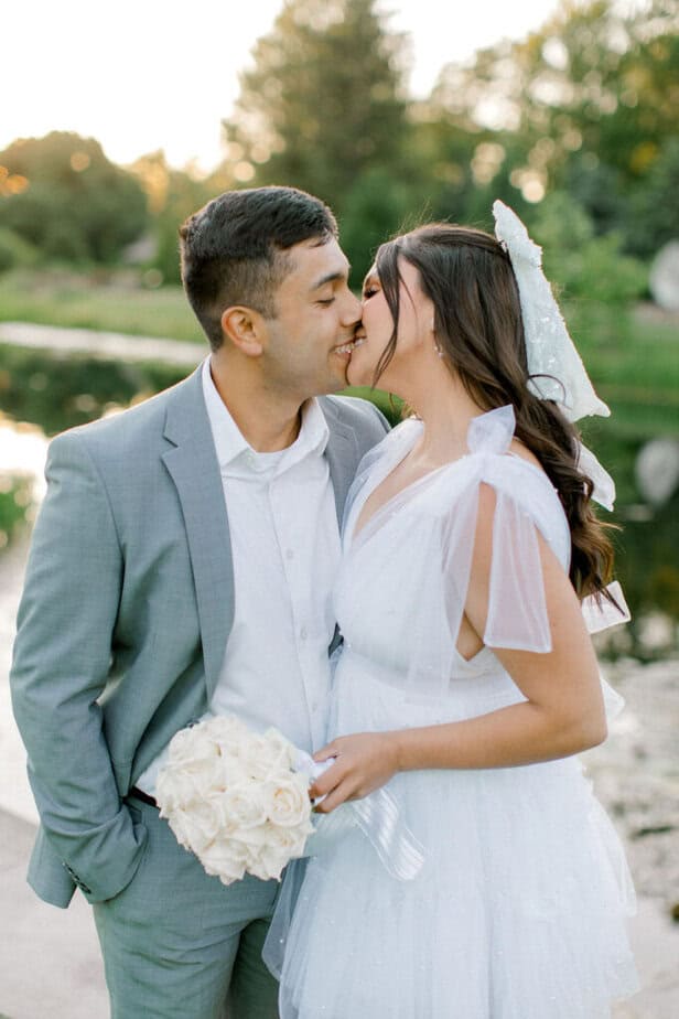 Vibrant floral garden at Cantigny Park during a Chicago wedding photographer's engagement session.