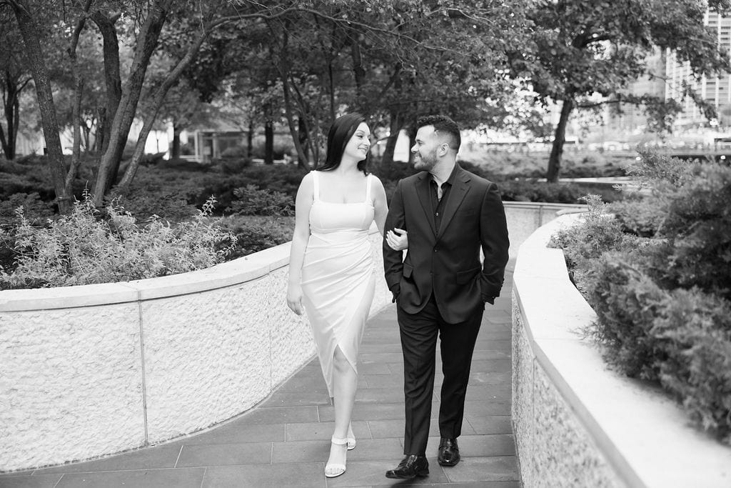 Chicago Riverwalk Engagement: City Lights and Waterfront Love