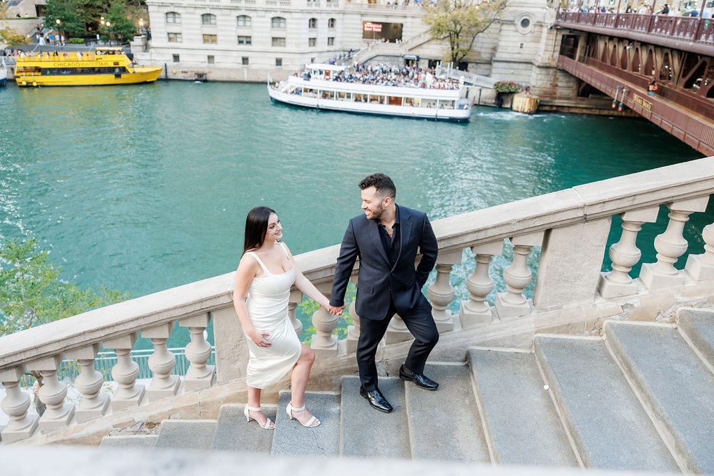 Romance Along the Chicago Riverwalk Engagement Session