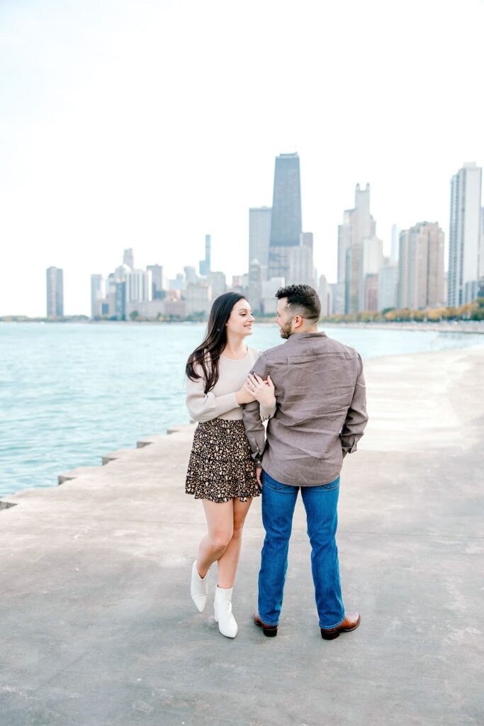 North Ave Beach Engagement: City Charm Meets Lakeside Romance