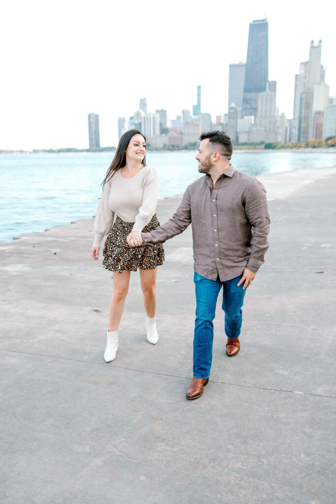 Stunning Skyline Views at North Ave Beach for Engagement Photos